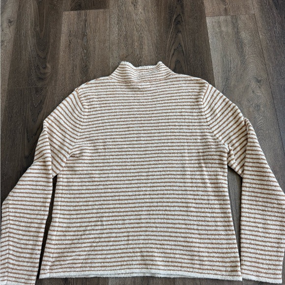 J. Crew sweater. Women’s size large.  Cream with tan stripes.  Very soft! - Picture 7 of 8
